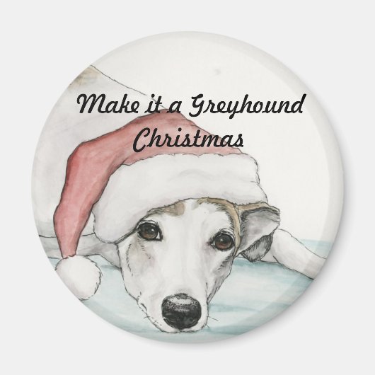 Aimant Faites-en un magasin Greyhound Christmas Dog Art M (Devant)