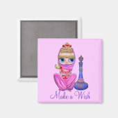 Aimant Faites une jolie bouteille de génie rose fille mag (Recto/Verso)