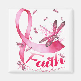 Aimant Faith Dragonfly Breast Cancer Awareness T-Shirt