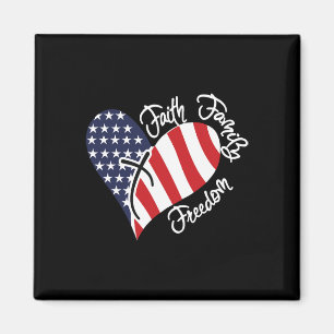 Aimant Faith Family Freedom Heart Christian Patriotic 4th