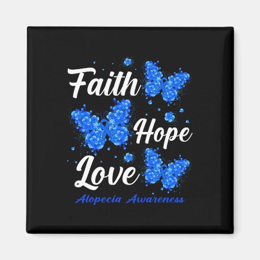 Aimant Faith Hope Love Alopecia Awareness Papillon (Devant)