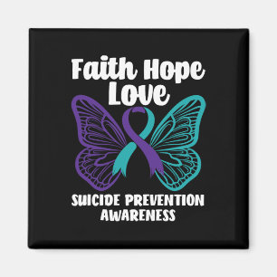 Aimant Faith Hope Love Butterfly Suicide Prevention Aware