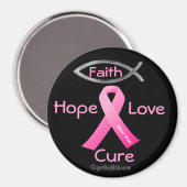 Aimant Faith Hope Love Cure gotGod316.com Ruban rose (Recto/Verso)
