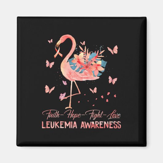 Aimant Faith Hope Love Flamant rose rose Leucémie du sein (Devant)