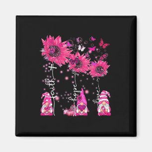 Aimant Faith Hope Love Gnome Ribbon Cancer du sein
