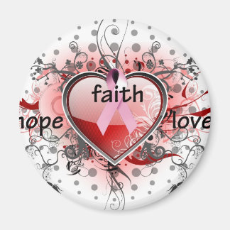 Aimant Faith Hope Love Heart Cancer Awareness Pink Ribbon