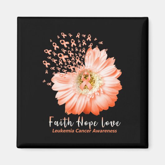Aimant Faith Hope Love Leukemia Sensibilisation Orange Ru (Devant)