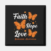 Aimant Faith Hope Love Leukemia Sensibilisation Papillon (Devant)