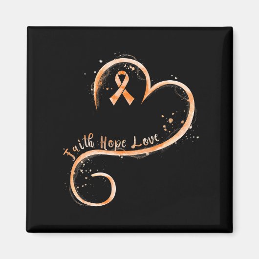 Aimant Faith Hope Love Orange Ruban Leukemia Sensibilisat (Devant)