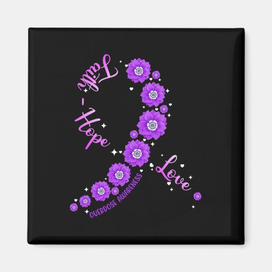 Aimant Faith Hope Love Overdose Sensibilisation Ruban Flo (Devant)