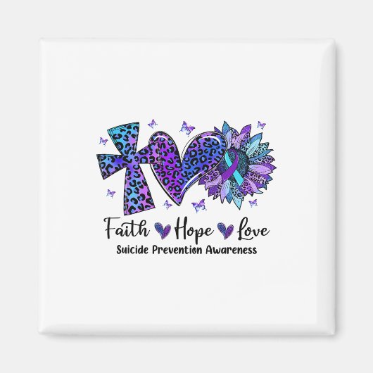 Aimant Faith Hope Love Sunflower Leopard Suicide Awards (Devant)