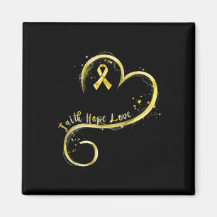 Aimant Faith Hope Love Yellow Ribbon Cancer de l'enfance 