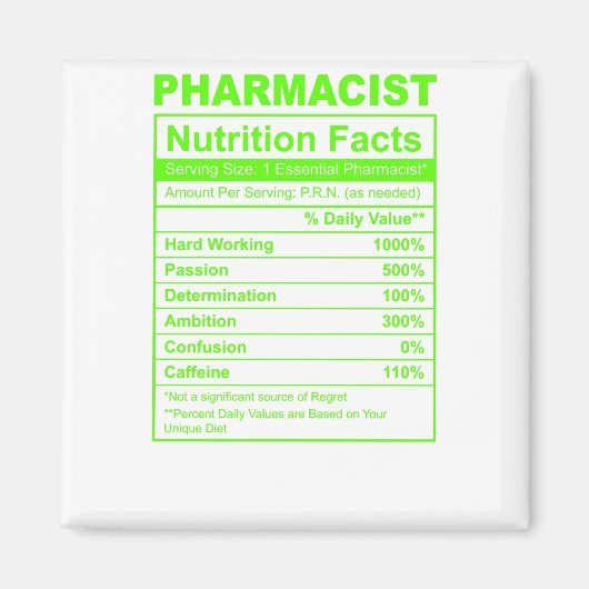 Aimant Faits nutritionnels des pharmaciens (Devant)