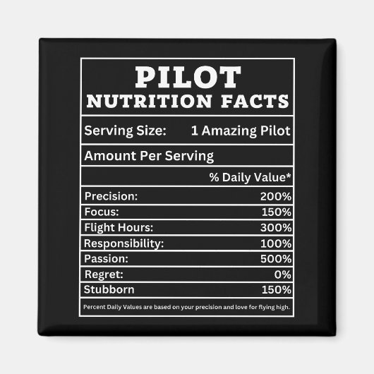 Aimant Faits Nutritionnels pour Pilote – Conception de Ca (Devant)