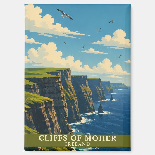 Aimant Falaises de Moher Irlande Comté de Clare Rétro Voy (Recto)