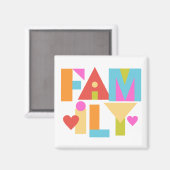 Aimant FAMILIAL - Lettres de blocs de couleur - Co (Recto/Verso)