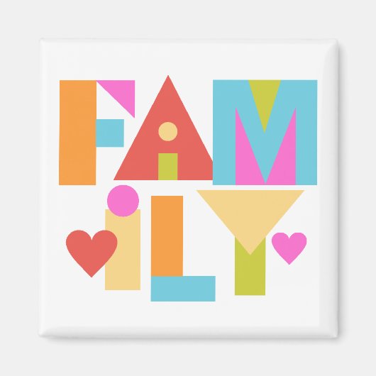 Aimant FAMILIAL - Lettres de blocs de couleur - Co (Devant)