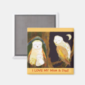 Aimant Famille de Chouette à Grange Woodland (Recto/Verso)