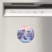 Aimant Famille De Loups Peinture (In Situ (Lave-vaisselle))