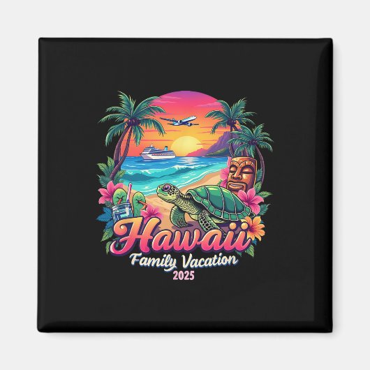 Aimant Famille Hawaii été jumelé Voyage Vacation 2025 V (Devant)