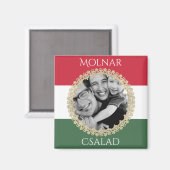 Aimant Famille hongroise avec photo et nom (Recto/Verso)