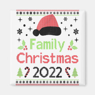 Aimant Famille Noël 2022 Matching Funny Père Noël Elf Squ