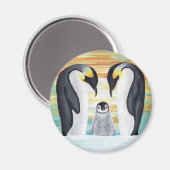 Aimant Famille Penguin avec bébé Penguin (Recto/Verso)