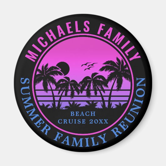 Aimant Famille Reunion Beach Cruise Sunset Vacation 60s (Devant)