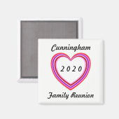 Aimant Famille Réunion Coeur Design Sq Date Keepsaké Cade (Recto/Verso)