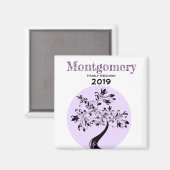 Aimant Famille Réunion Moderne Arbre Violet Memento (Recto/Verso)