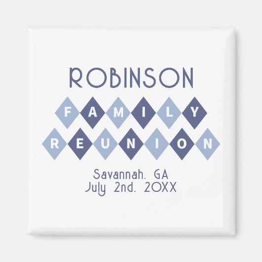 Aimant Famille Reunion Party Keepsaké coloré moderne bleu (Devant)