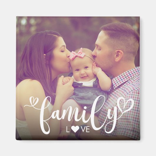 Aimant Family Love Heart Script Photo (Devant)