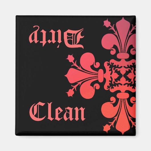 Aimant Fancy Goth fleur de lys damas propre sale (Devant)