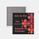 Aimant Fancy Goth fleur de lys damask enregistrer la date (Recto/Verso)