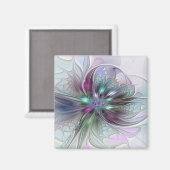 Aimant Fantaisie Abstraite Moderne Fleur Fractale Colorée (Recto/Verso)