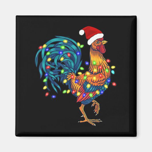 Aimant Fantaisie de poulet rôti feux de Noël Pyjama Farm (Devant)