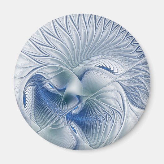 Aimant Fantaisie dynamique Abstrait Tons bleus Art fracta (Devant)