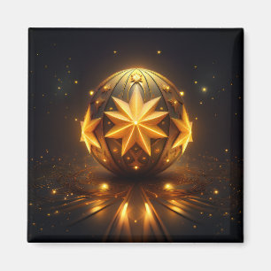 Aimant Fantaisie fractale Sphère Bronze Étoiles Dorées