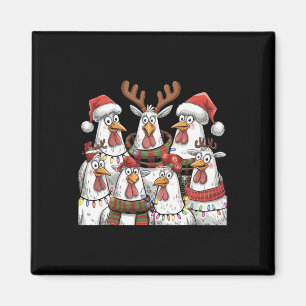 Aimant Fantaisie poulets de Noël Lumières ferme animal mi