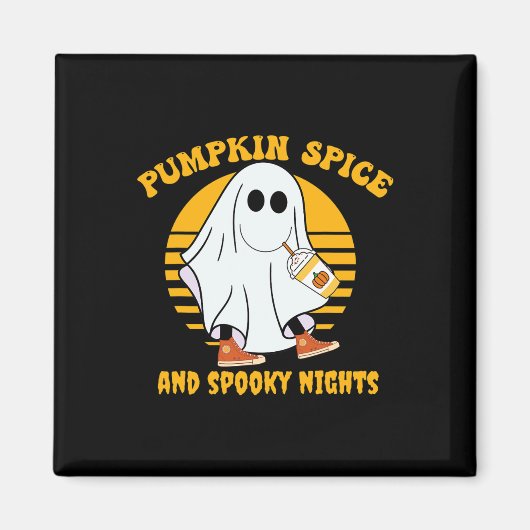 Aimant Fantôme Citrouille épice Latte Automne Vibe Hallow (Devant)