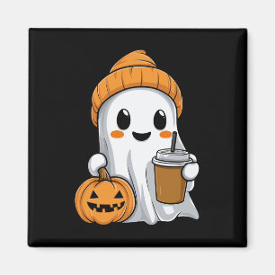 Aimant Fantôme D'Halloween Avec Drôle Citrouille De Café