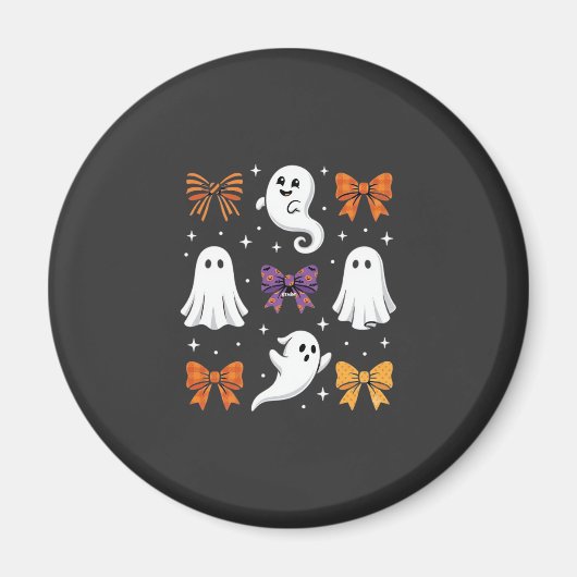 Aimant Fantôme Mignon avec Rubans Design Halloween_1 (Devant)
