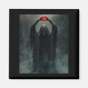 Aimant Fantôme rouge cœur mains visage effrayant hallowee