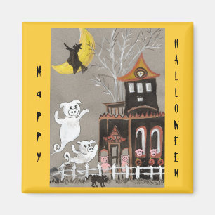 Aimant Fantômes heureux de porc de Halloween