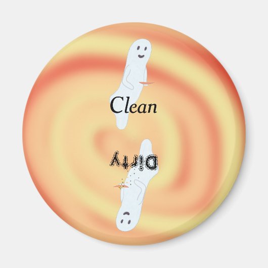 Aimant Fantômes jaune orange tourbillon sale lave-vaissel (Devant)