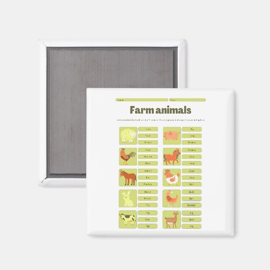 Aimant Farm Animals Identification Educational Worksheet (Recto/Verso)