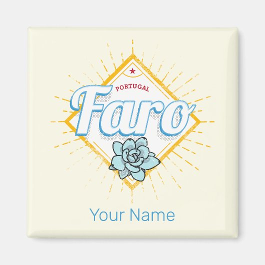 Aimant Faro Algarve Portugal Retro Succulents Vintages (Devant)