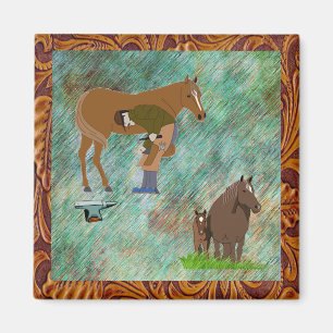 Aimant Farrier de Chevaux Occidentaux Avec Chevaux