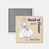 Aimant Fashion Bride Neutre Maid of Honor Date Nom (Recto/Verso)