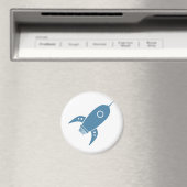 Aimant Fat Retro Rocket Ship Blue (In Situ (Lave-vaisselle))